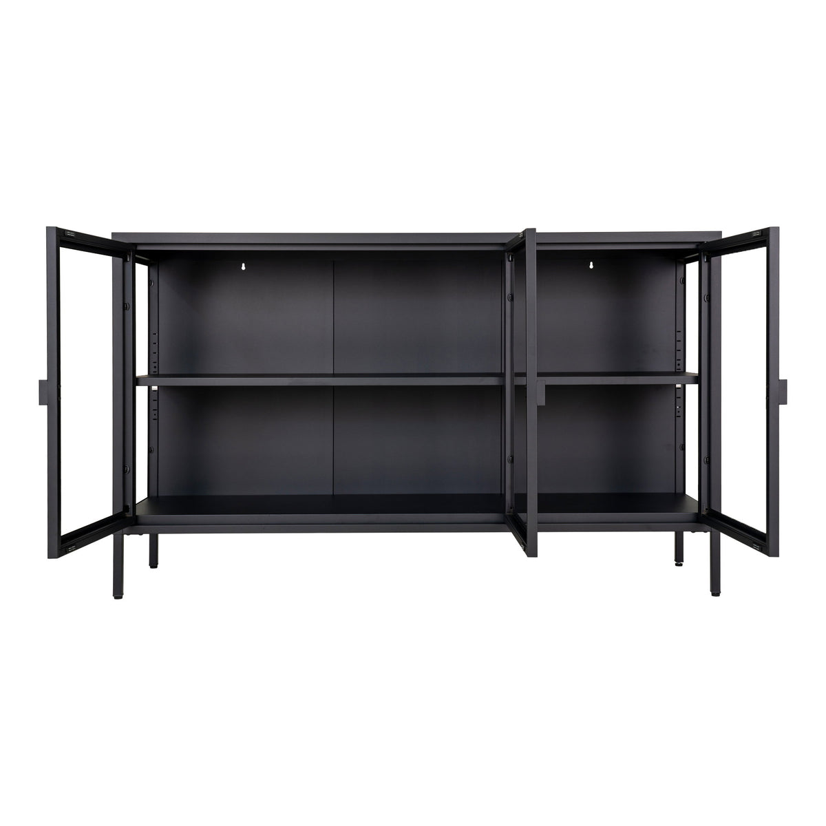 Arlo Sideboard mit 3 Glastüren – Stahl Schwarz, 140 × 40 × 85 cm – Ansicht 3