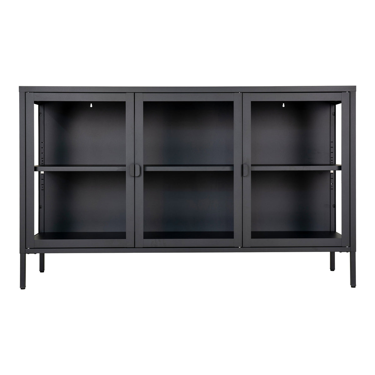 Arlo Sideboard mit 3 Glastüren – Stahl Schwarz, 140 × 40 × 85 cm von Luiva Living