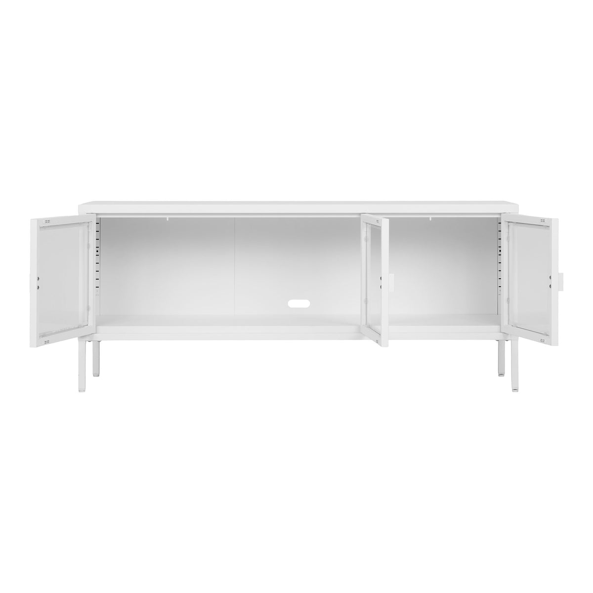Arlo TV-Board mit 3 Glastüren – Stahl Weiß, 130 × 40 × 55 cm – Ansicht 3
