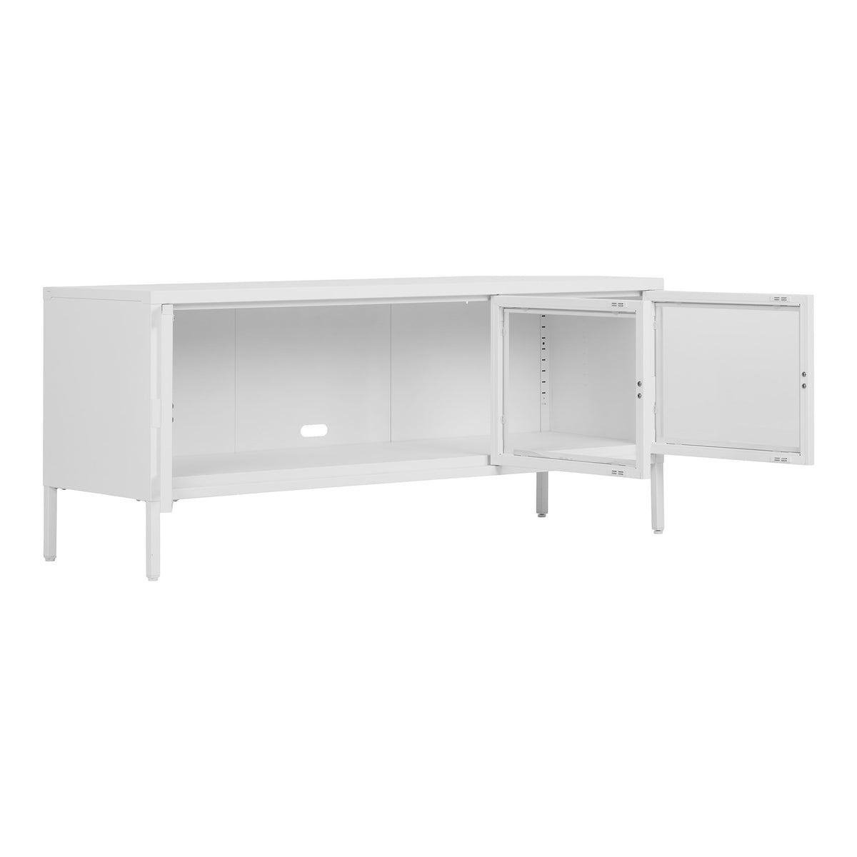 Arlo TV-Board mit 3 Glastüren – Stahl Weiß, 130 × 40 × 55 cm – Ansicht 4