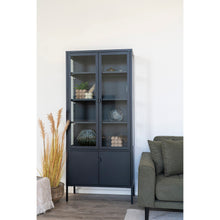 Arlo Vitrine mit 4 Türen – Stahl Schwarz, 80 × 35 × 180 cm – Ansicht 5
