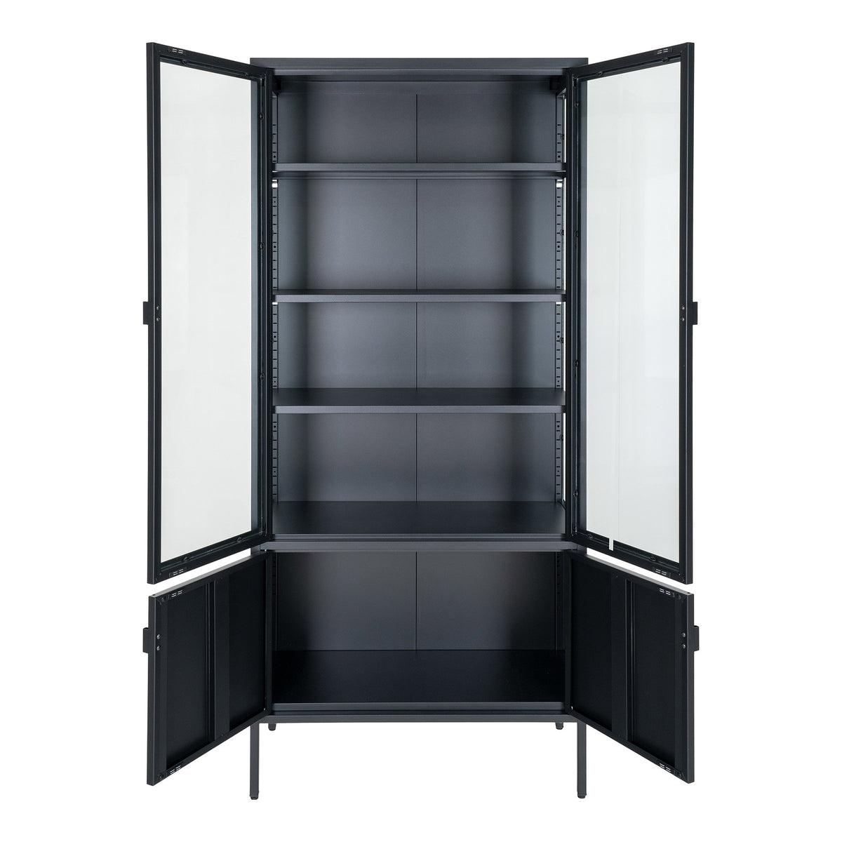 Arlo Vitrine mit 4 Türen – Stahl Schwarz, 80 × 35 × 180 cm – Ansicht 3