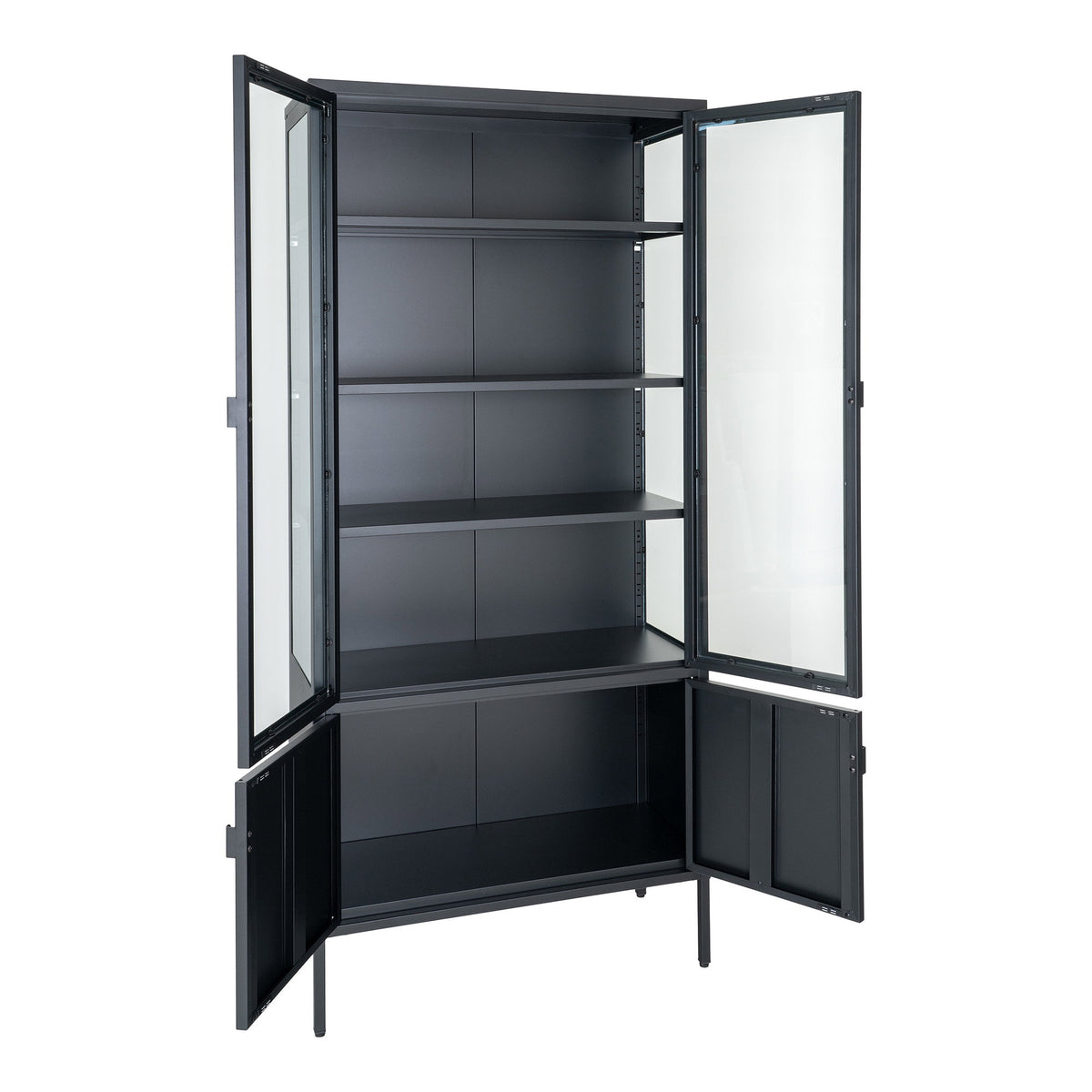 Arlo Vitrine mit 4 Türen – Stahl Schwarz, 80 × 35 × 180 cm – Ansicht 4