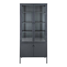 Arlo Vitrine mit 4 Türen – Stahl Schwarz, 80 × 35 × 180 cm von Luiva Living