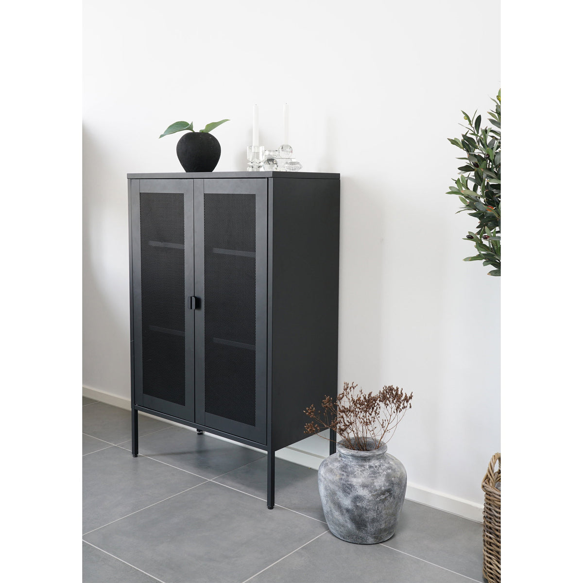 Kari Schrank mit 2 Gittertüren – Stahl Schwarz, 80 × 40 × 120 cm – Ansicht 7
