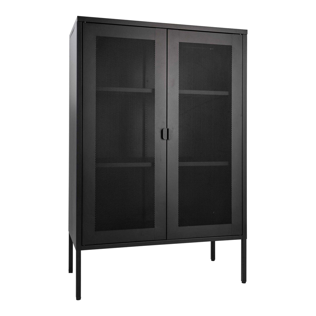 Kari Schrank mit 2 Gittertüren – Stahl Schwarz, 80 × 40 × 120 cm – Ansicht 2