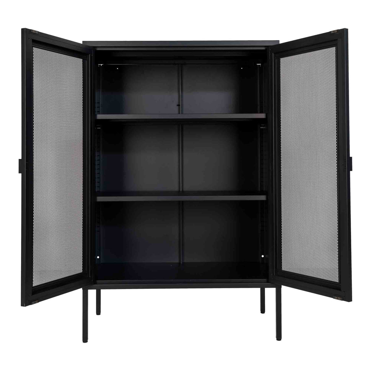 Kari Schrank mit 2 Gittertüren – Stahl Schwarz, 80 × 40 × 120 cm – Ansicht 3