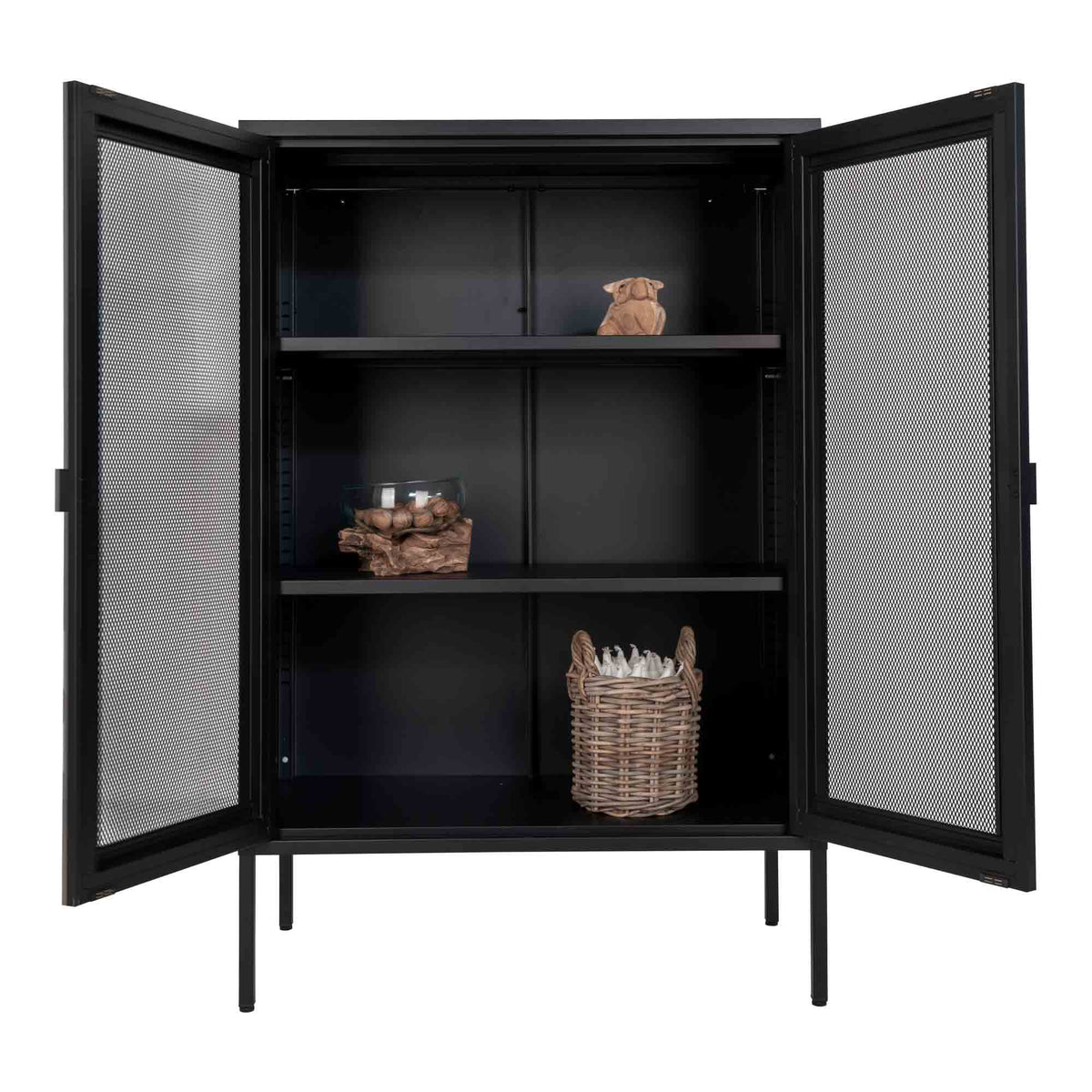 Kari Schrank mit 2 Gittertüren – Stahl Schwarz, 80 × 40 × 120 cm – Ansicht 4