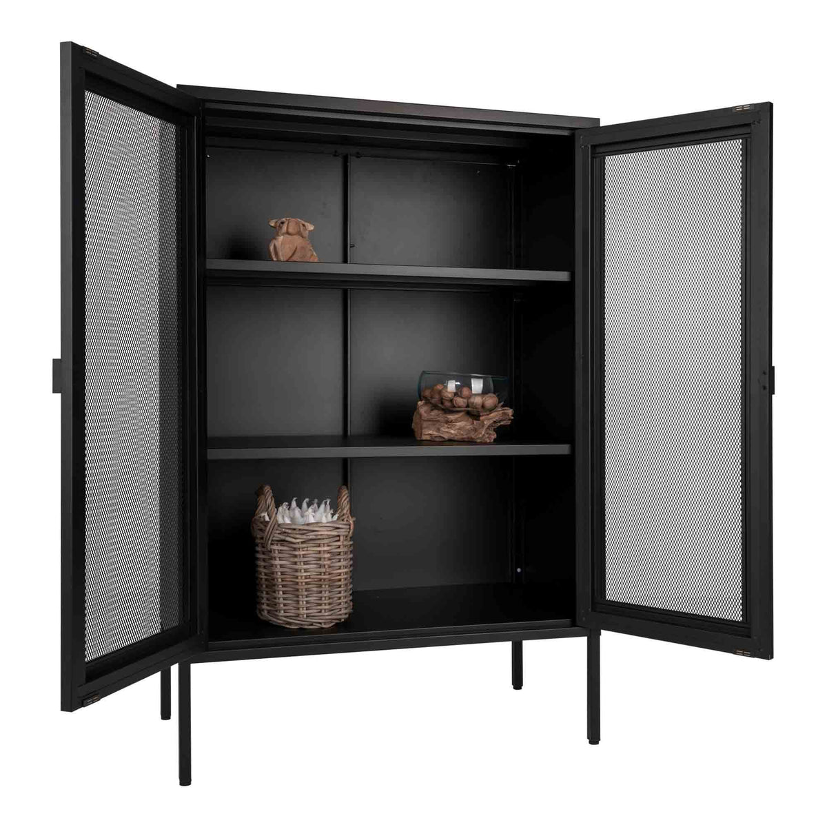 Kari Schrank mit 2 Gittertüren – Stahl Schwarz, 80 × 40 × 120 cm – Ansicht 5