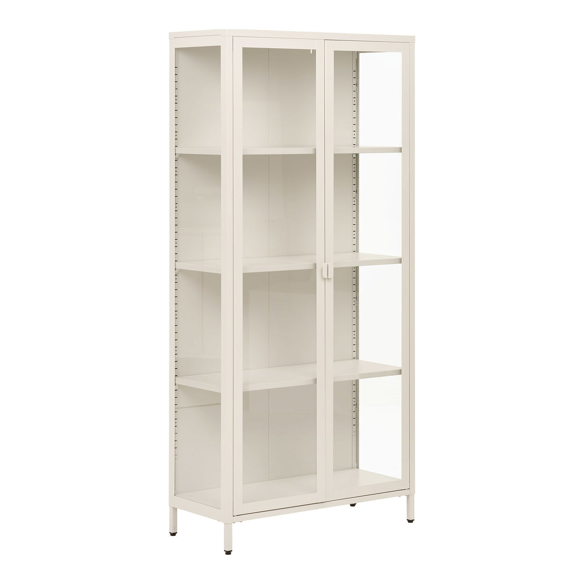 Arlo Vitrine mit 2 Glastüren – Stahl Cremeweiß, 80 × 35 × 175 cm – Ansicht 2