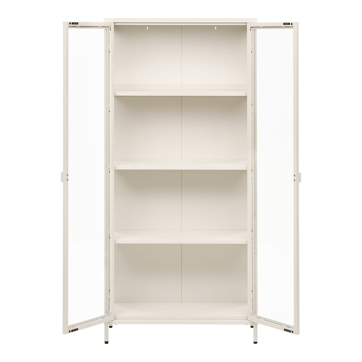 Arlo Vitrine mit 2 Glastüren – Stahl Cremeweiß, 80 × 35 × 175 cm – Ansicht 3