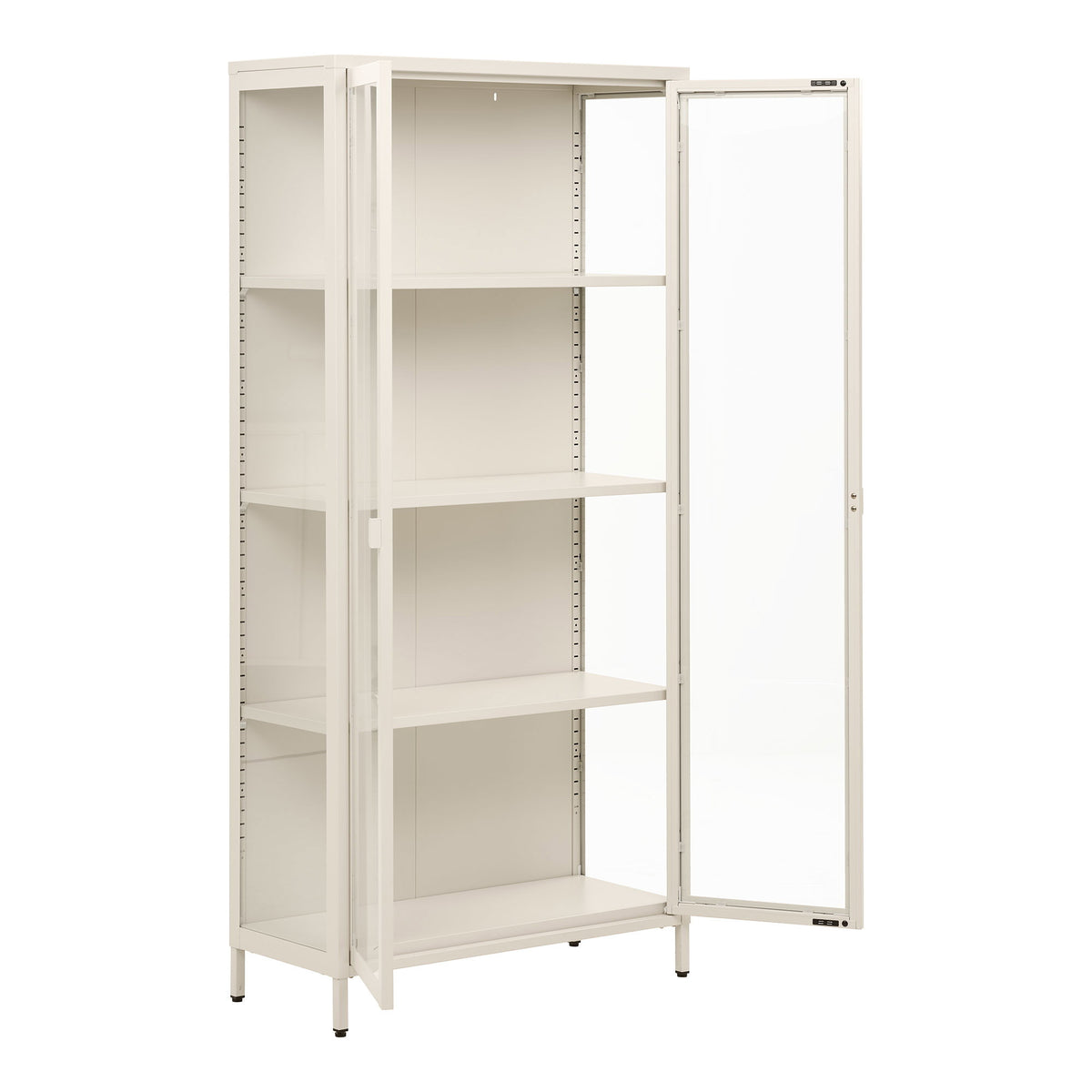 Arlo Vitrine mit 2 Glastüren – Stahl Cremeweiß, 80 × 35 × 175 cm – Ansicht 4
