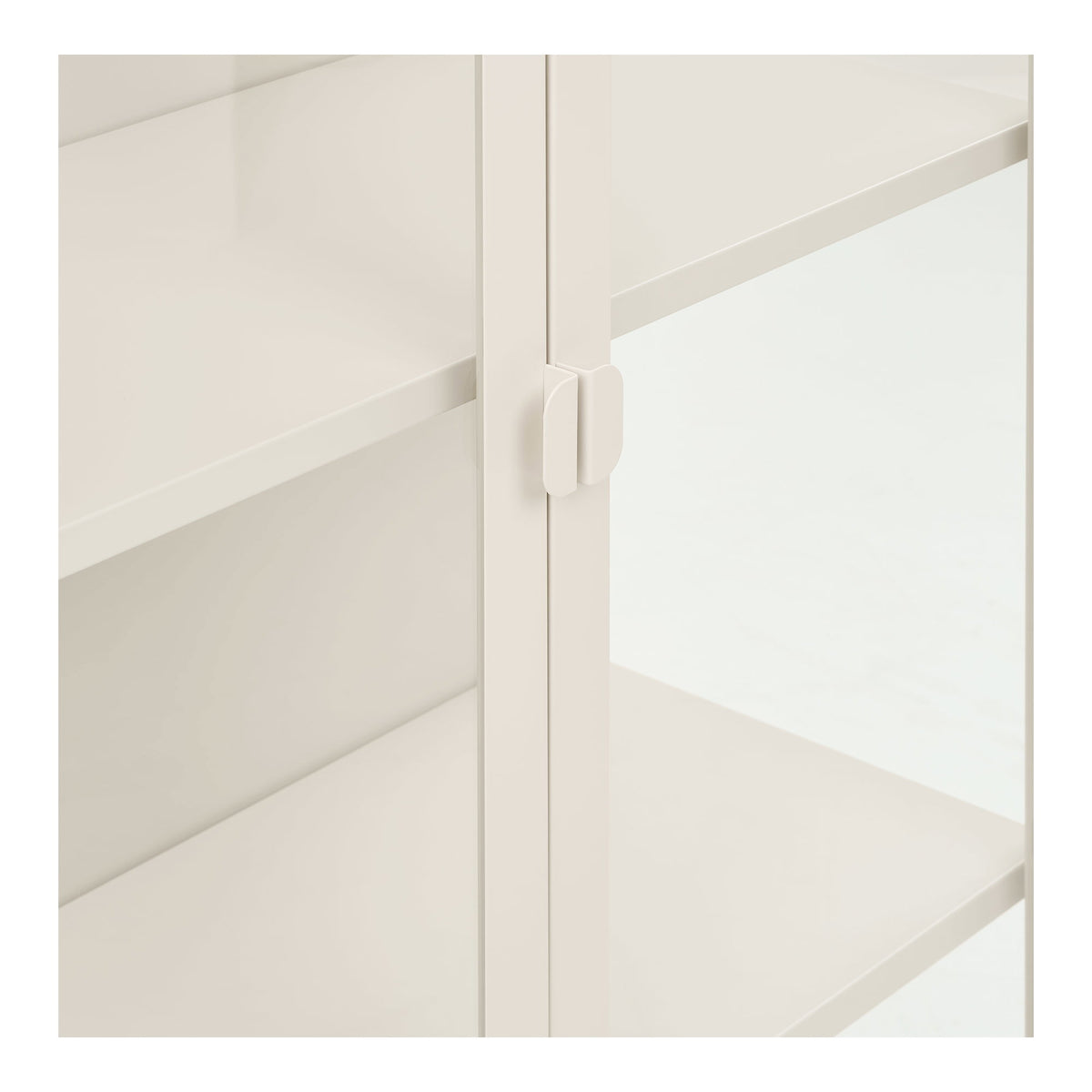 Arlo Vitrine mit 2 Glastüren – Stahl Cremeweiß, 80 × 35 × 175 cm – Ansicht 5