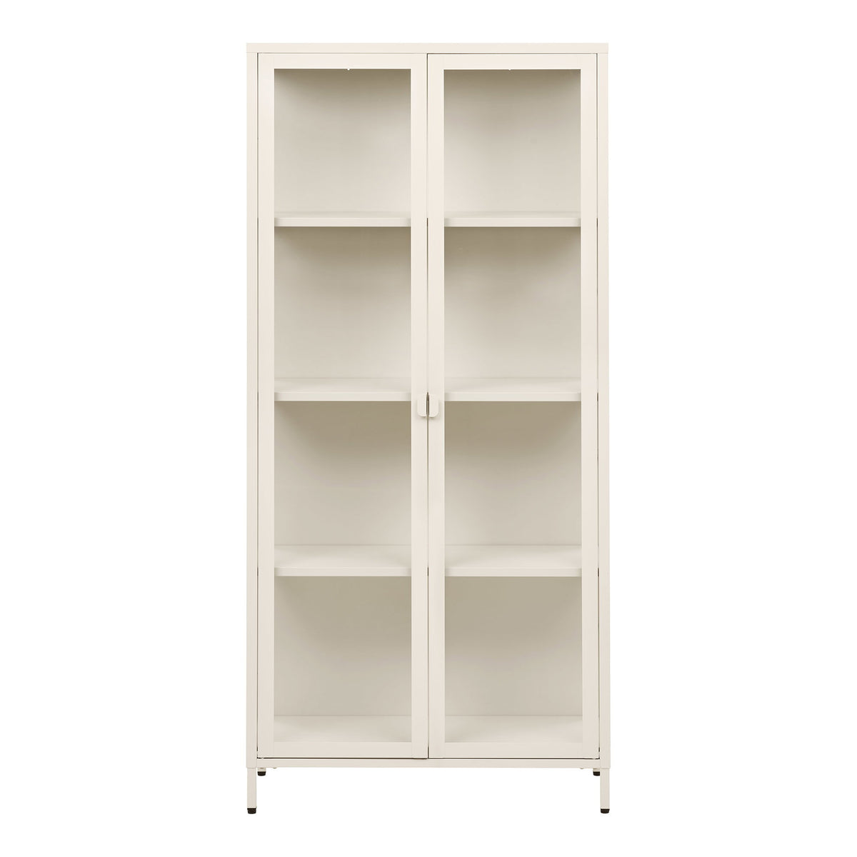 Arlo Vitrine mit 2 Glastüren – Stahl Cremeweiß, 80 × 35 × 175 cm von Luiva Living