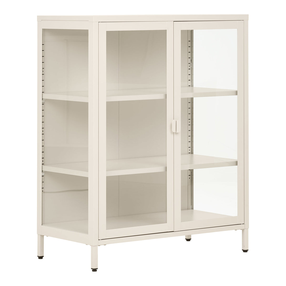 Arlo Vitrine mit 2 Glastüren – Stahl Cremeweiß, 80 × 40 × 101 cm – Ansicht 2