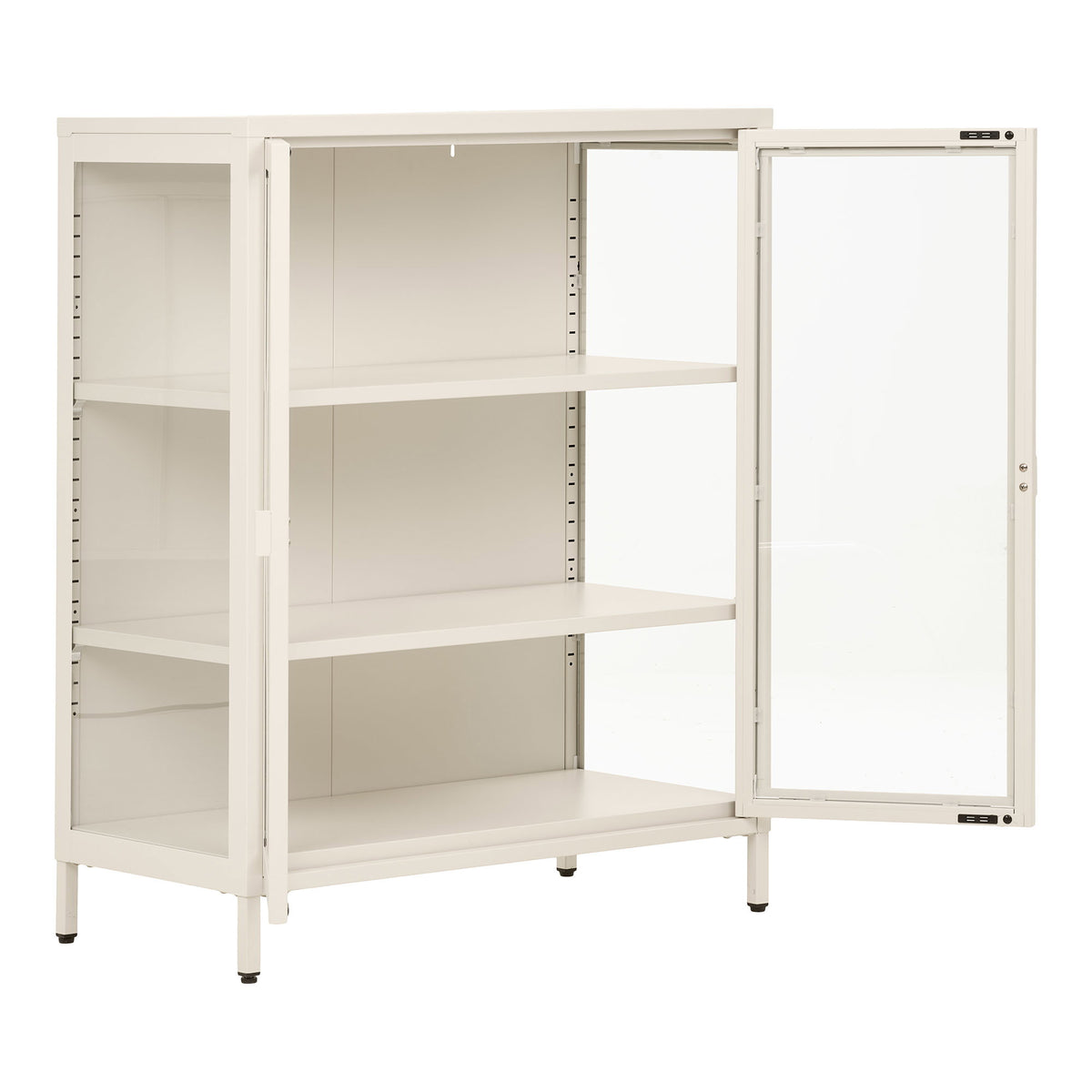 Arlo Vitrine mit 2 Glastüren – Stahl Cremeweiß, 80 × 40 × 101 cm – Ansicht 4