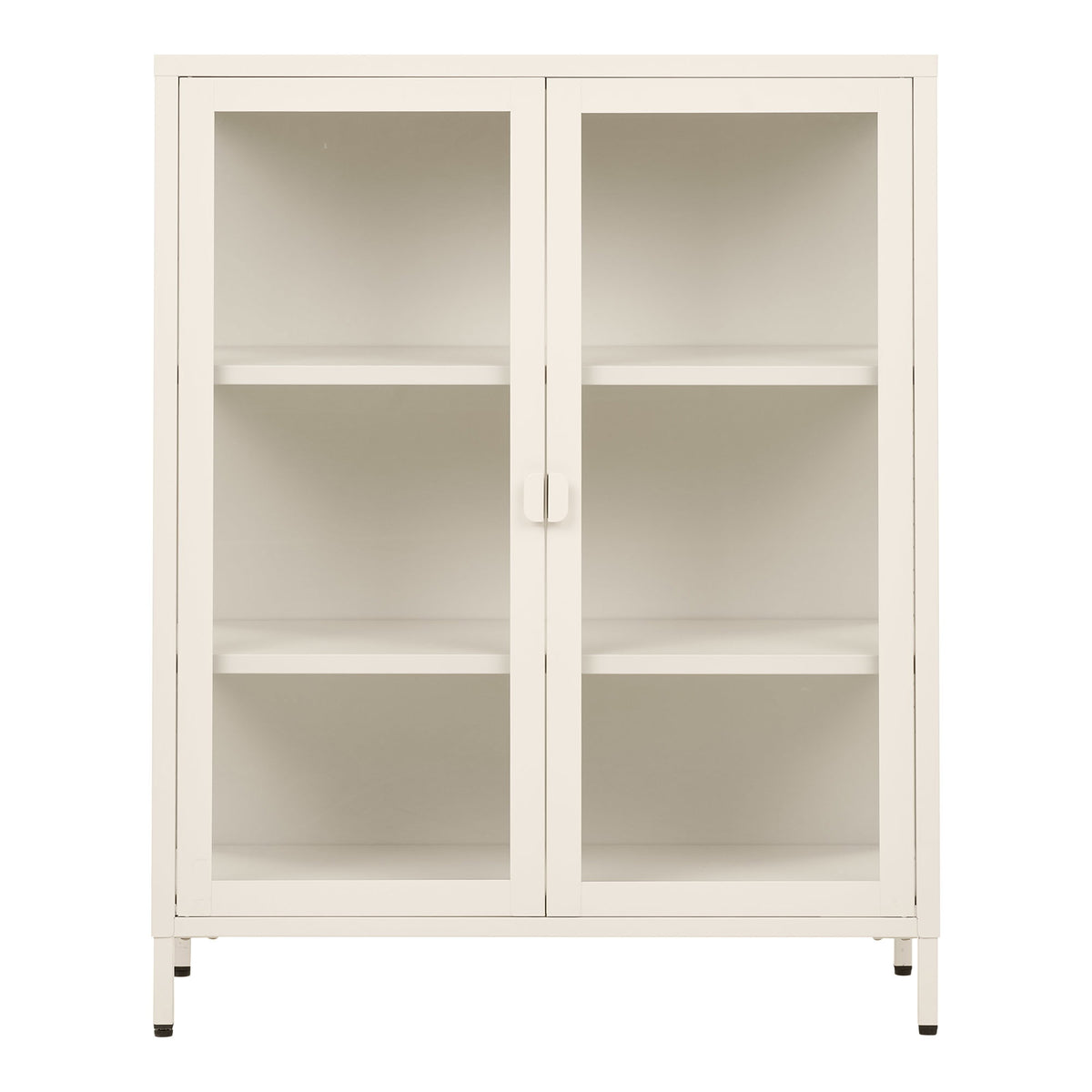Arlo Vitrine mit 2 Glastüren – Stahl Cremeweiß, 80 × 40 × 101 cm von Luiva Living