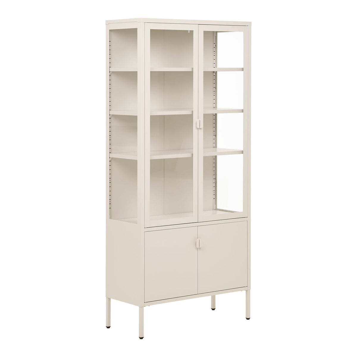 Arlo Vitrine mit 4 Türen – Stahl Cremeweiß, 80 × 35 × 180 cm – Ansicht 2