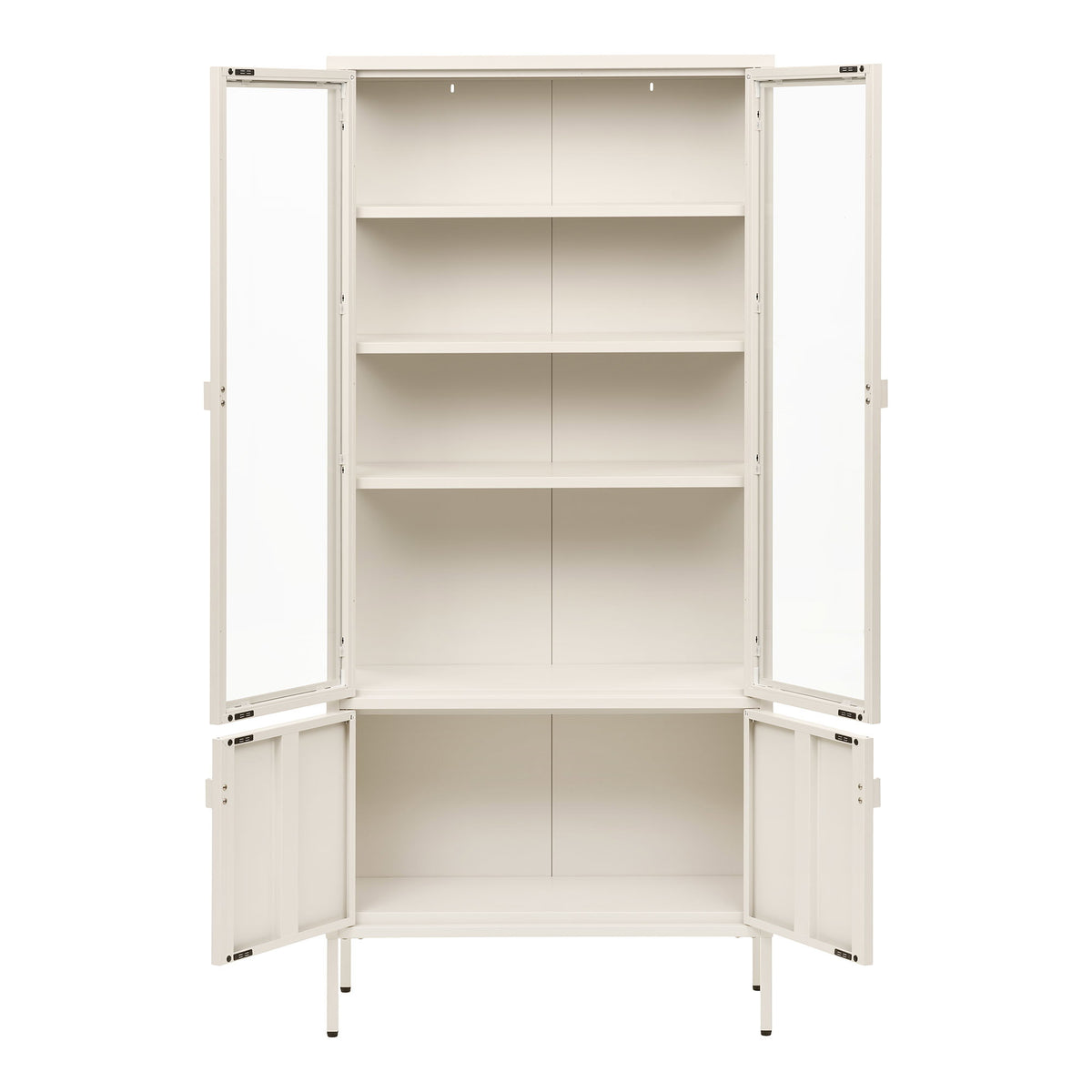 Arlo Vitrine mit 4 Türen – Stahl Cremeweiß, 80 × 35 × 180 cm – Ansicht 3