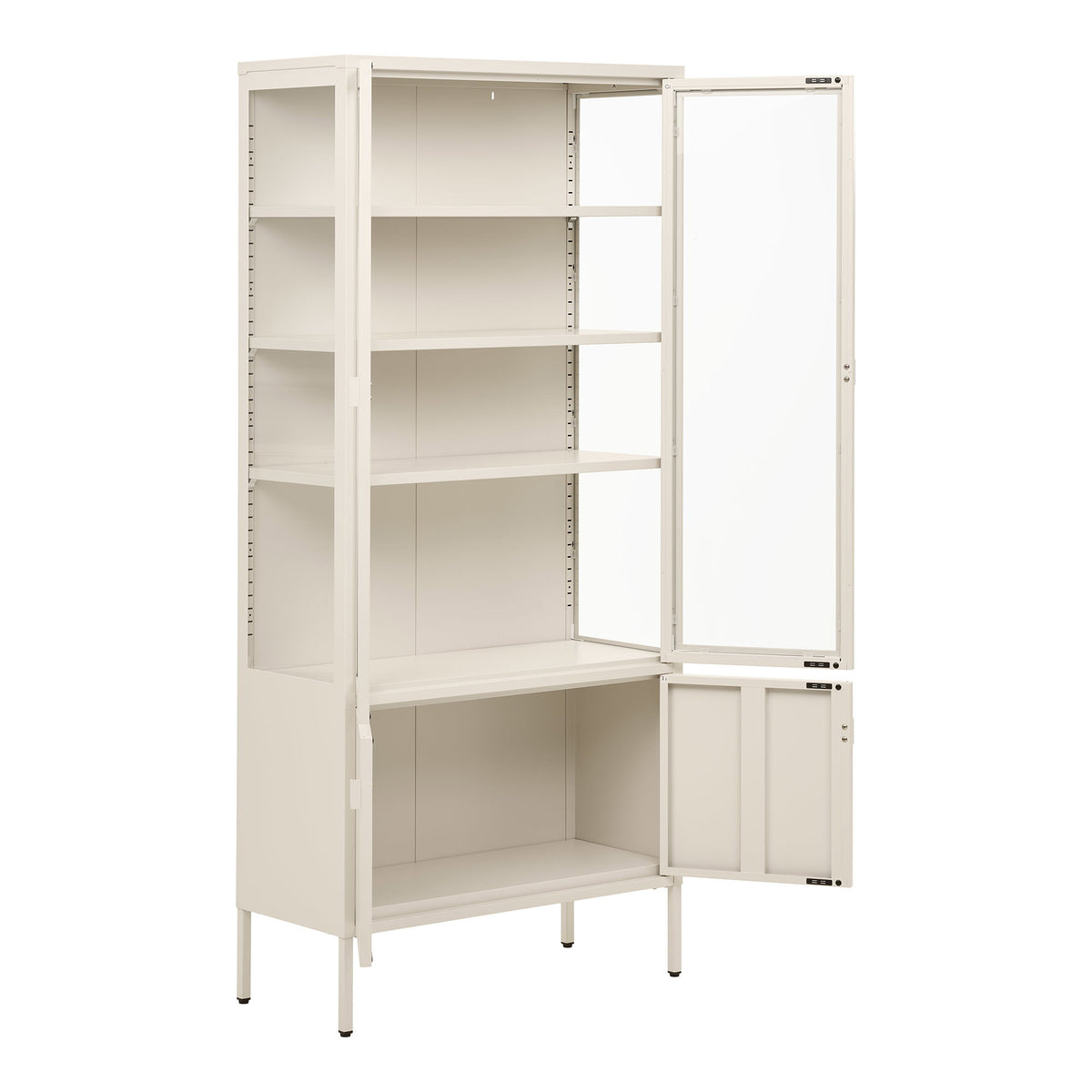 Arlo Vitrine mit 4 Türen – Stahl Cremeweiß, 80 × 35 × 180 cm – Ansicht 4