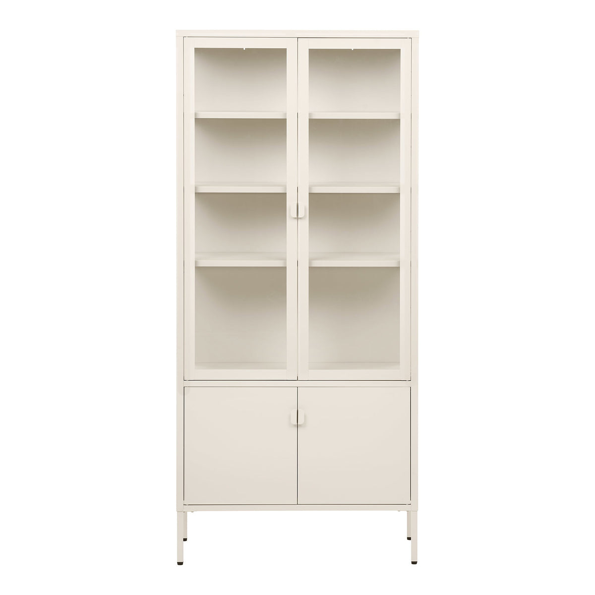 Arlo Vitrine mit 4 Türen – Stahl Cremeweiß, 80 × 35 × 180 cm von Luiva Living