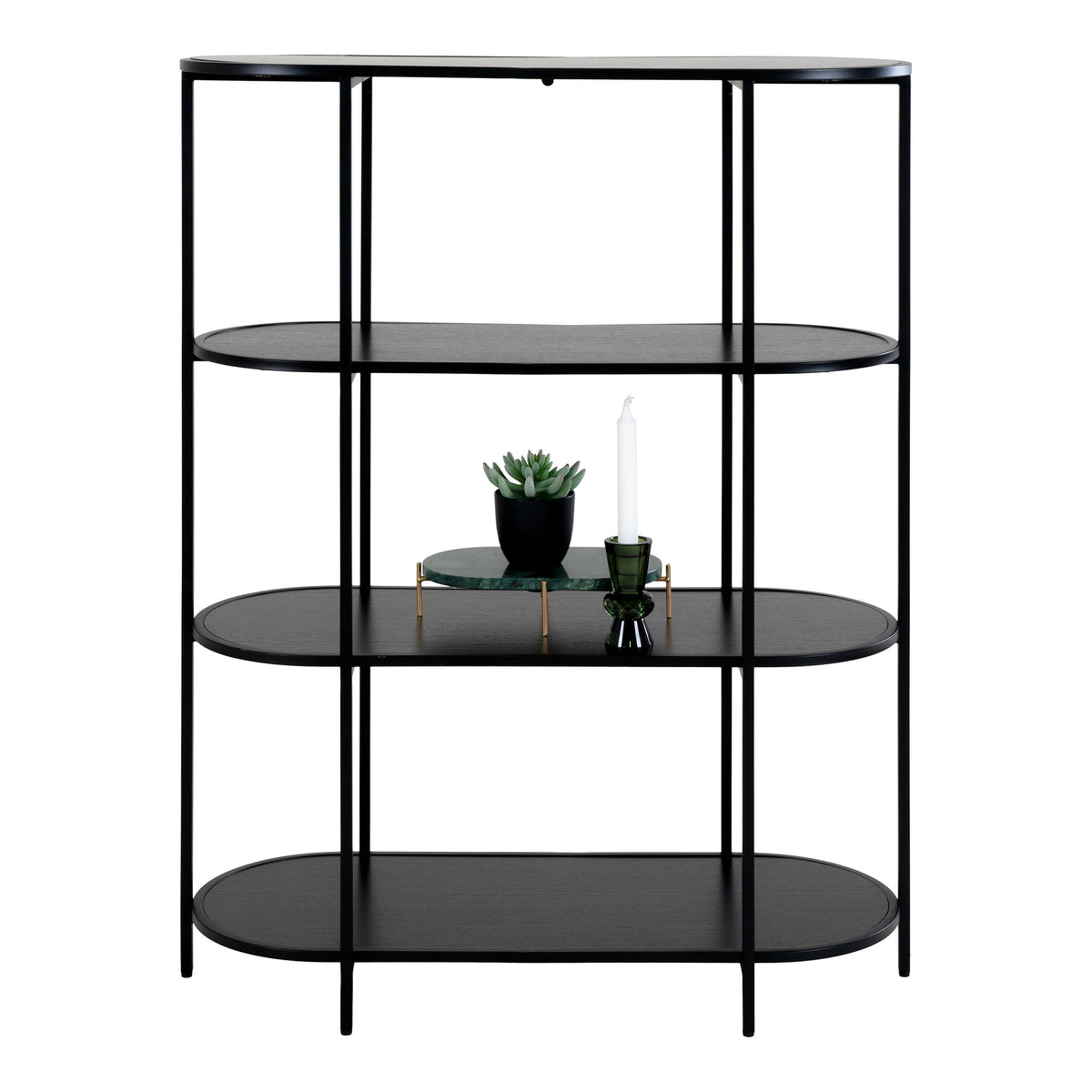 Sami Regal in ovaler Form – Schwarz, Gestell Schwarz, 85 × 36 × 111 cm von Luiva Living