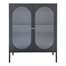 Carl Vitrine mit 2 Riffelglastüren – Stahl Schwarz, 90 × 35 × 110 cm von Luiva Living