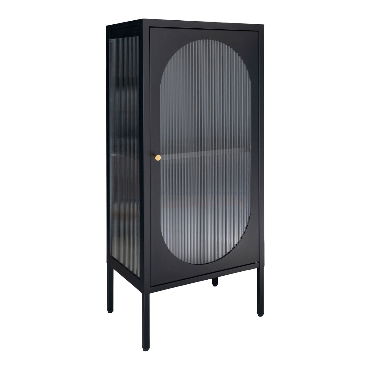 Carl Vitrine mit Riffelglastür – Stahl Schwarz, 50 × 35 × 110 cm – Ansicht 2