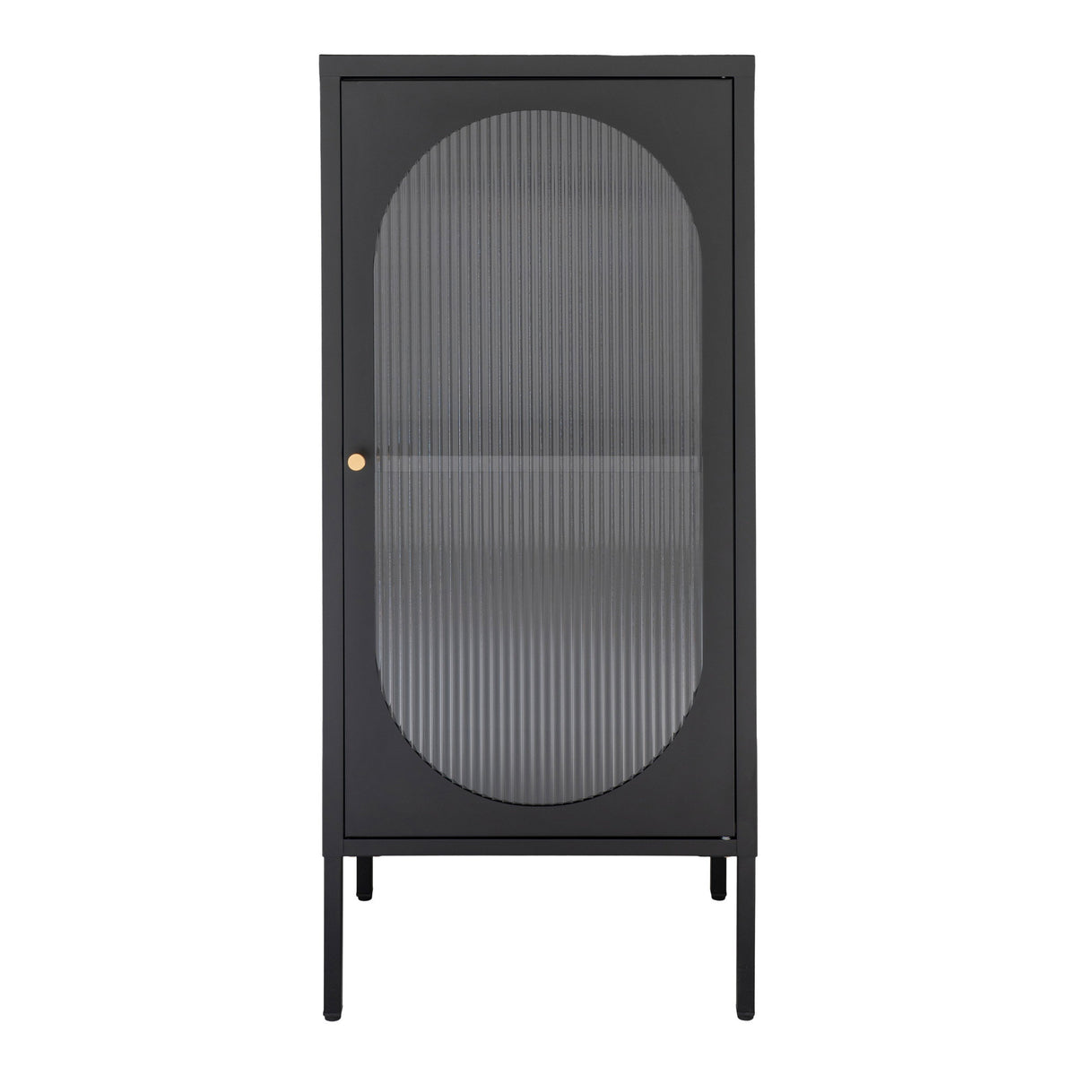 Carl Vitrine mit Riffelglastür – Stahl Schwarz, 50 × 35 × 110 cm von Luiva Living