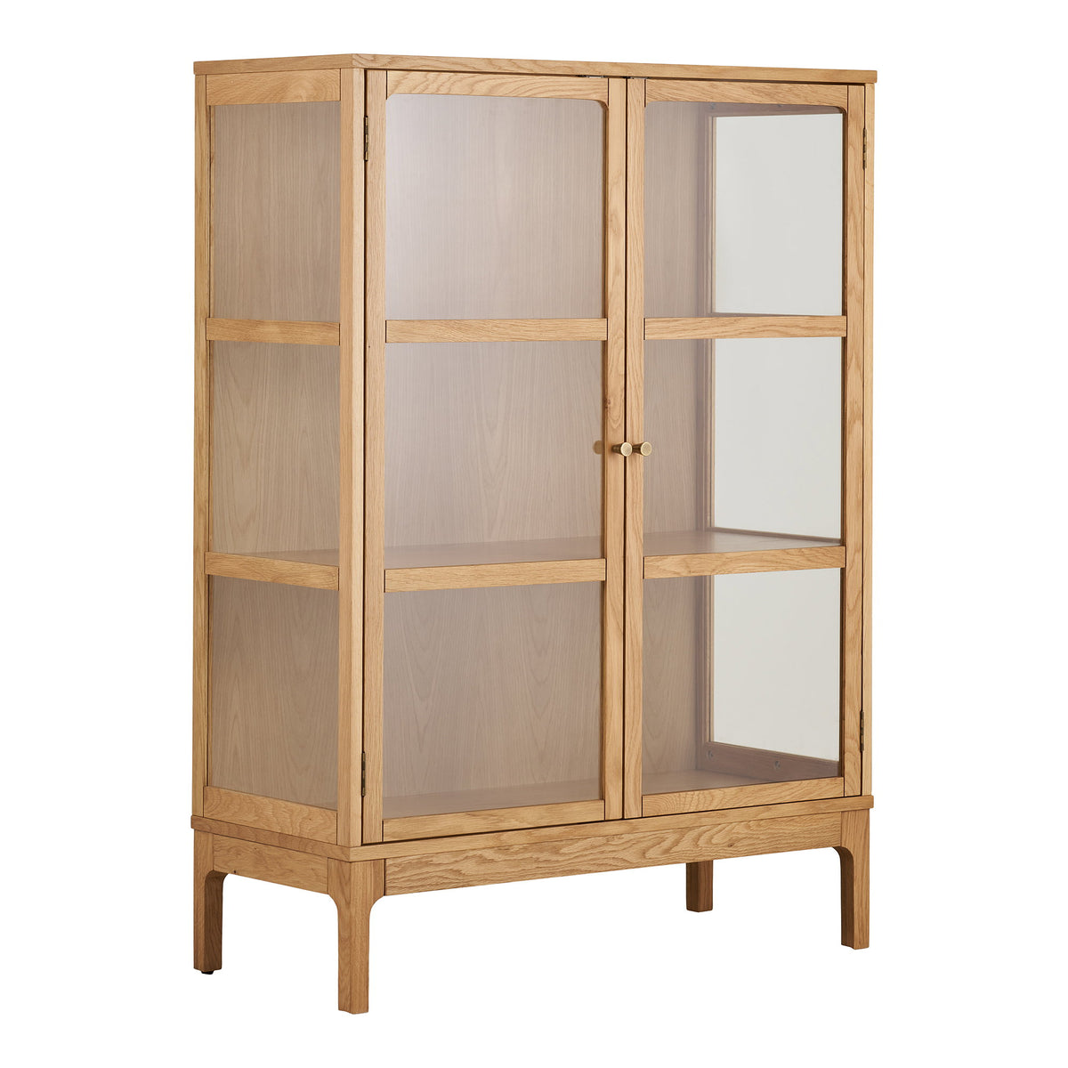 Fine Schrank mit 2 Glastüren – Eiche/Eichenfurnier Natur, 40 × 90 × 126 cm – Ansicht 2
