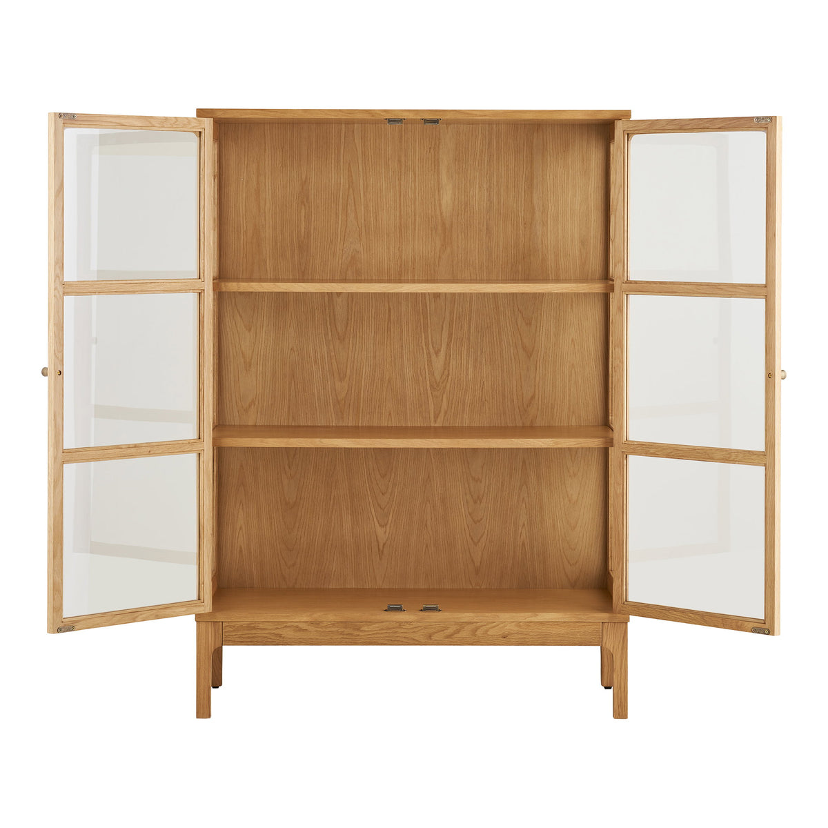 Fine Schrank mit 2 Glastüren – Eiche/Eichenfurnier Natur, 40 × 90 × 126 cm – Ansicht 3