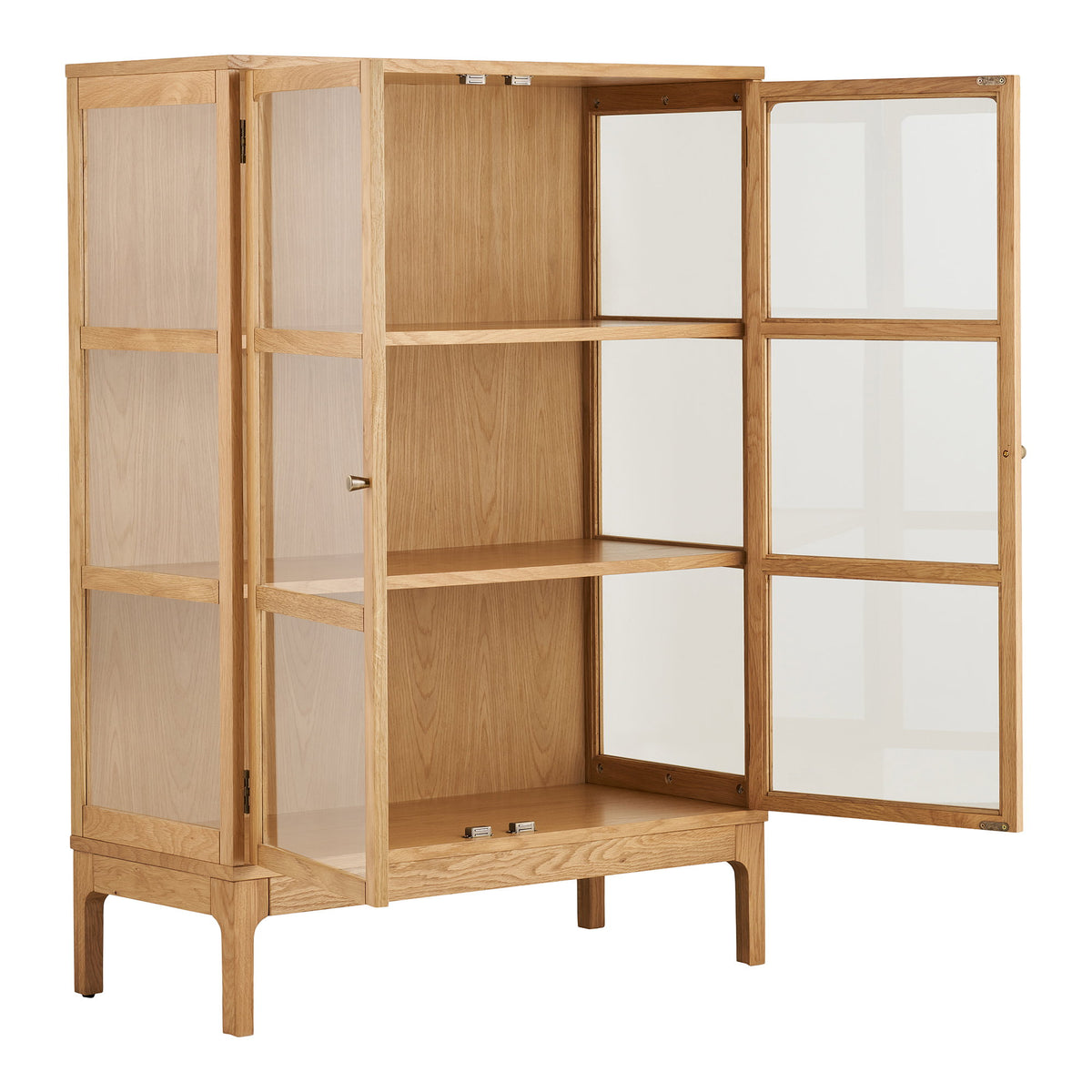 Fine Schrank mit 2 Glastüren – Eiche/Eichenfurnier Natur, 40 × 90 × 126 cm – Ansicht 4