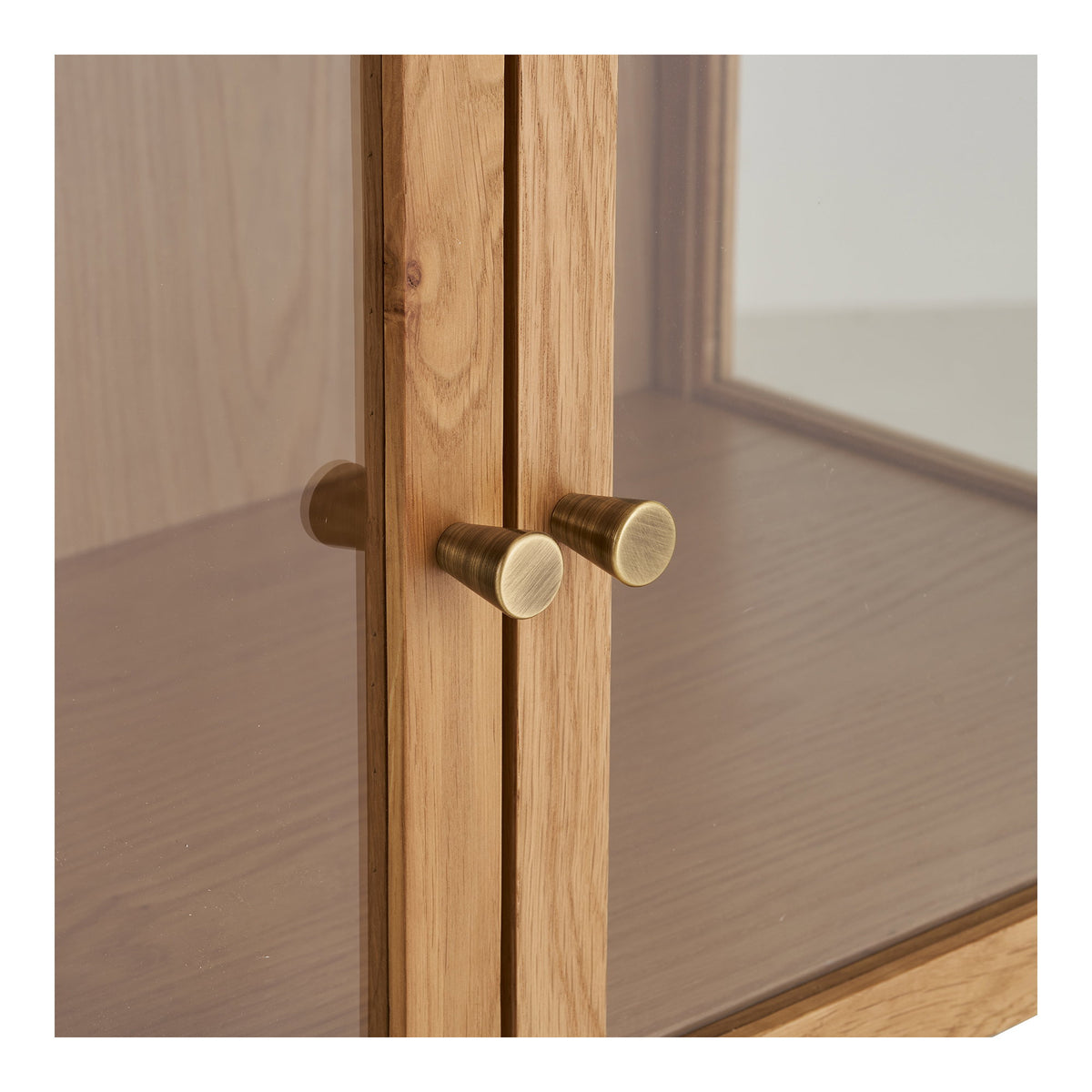 Fine Schrank mit 2 Glastüren – Eiche/Eichenfurnier Natur, 40 × 90 × 126 cm – Ansicht 5