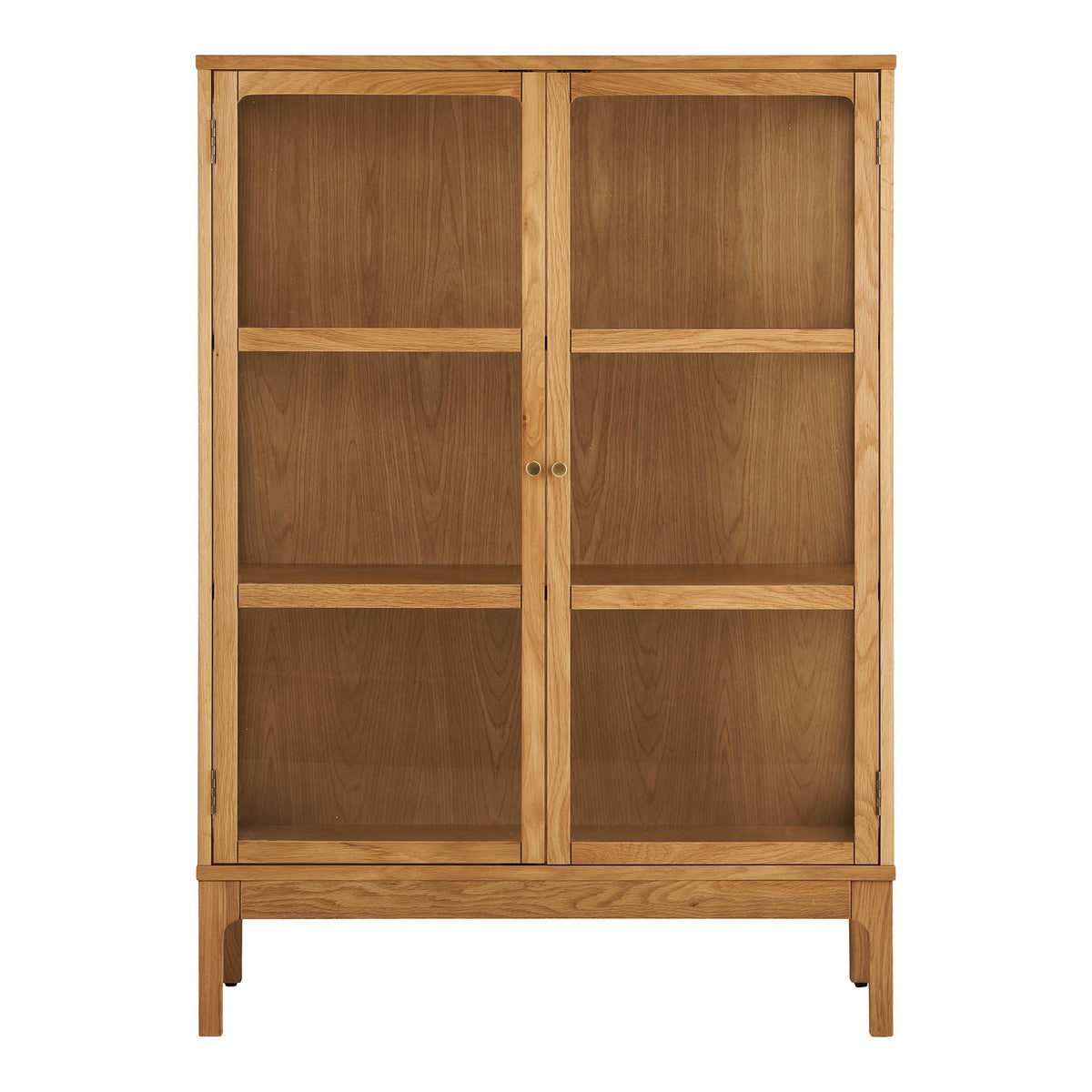 Fine Schrank mit 2 Glastüren – Eiche/Eichenfurnier Natur, 40 × 90 × 126 cm von Luiva Living