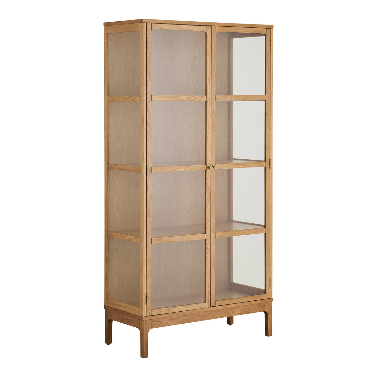 Fine Schrank mit 2 Glastüren – Eiche/Eichenfurnier Natur, 40 × 90 × 180 cm – Ansicht 2