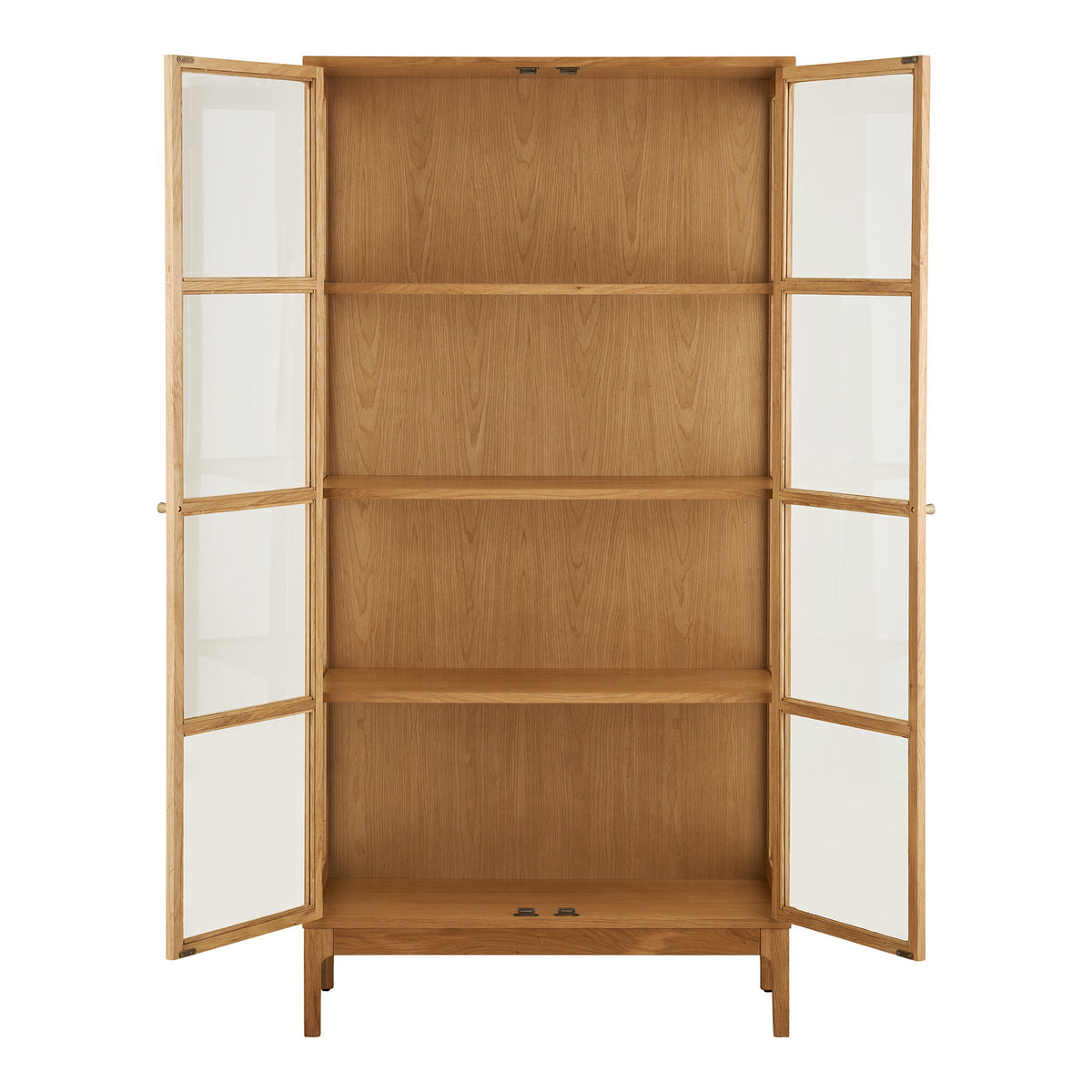 Fine Schrank mit 2 Glastüren – Eiche/Eichenfurnier Natur, 40 × 90 × 180 cm – Ansicht 3