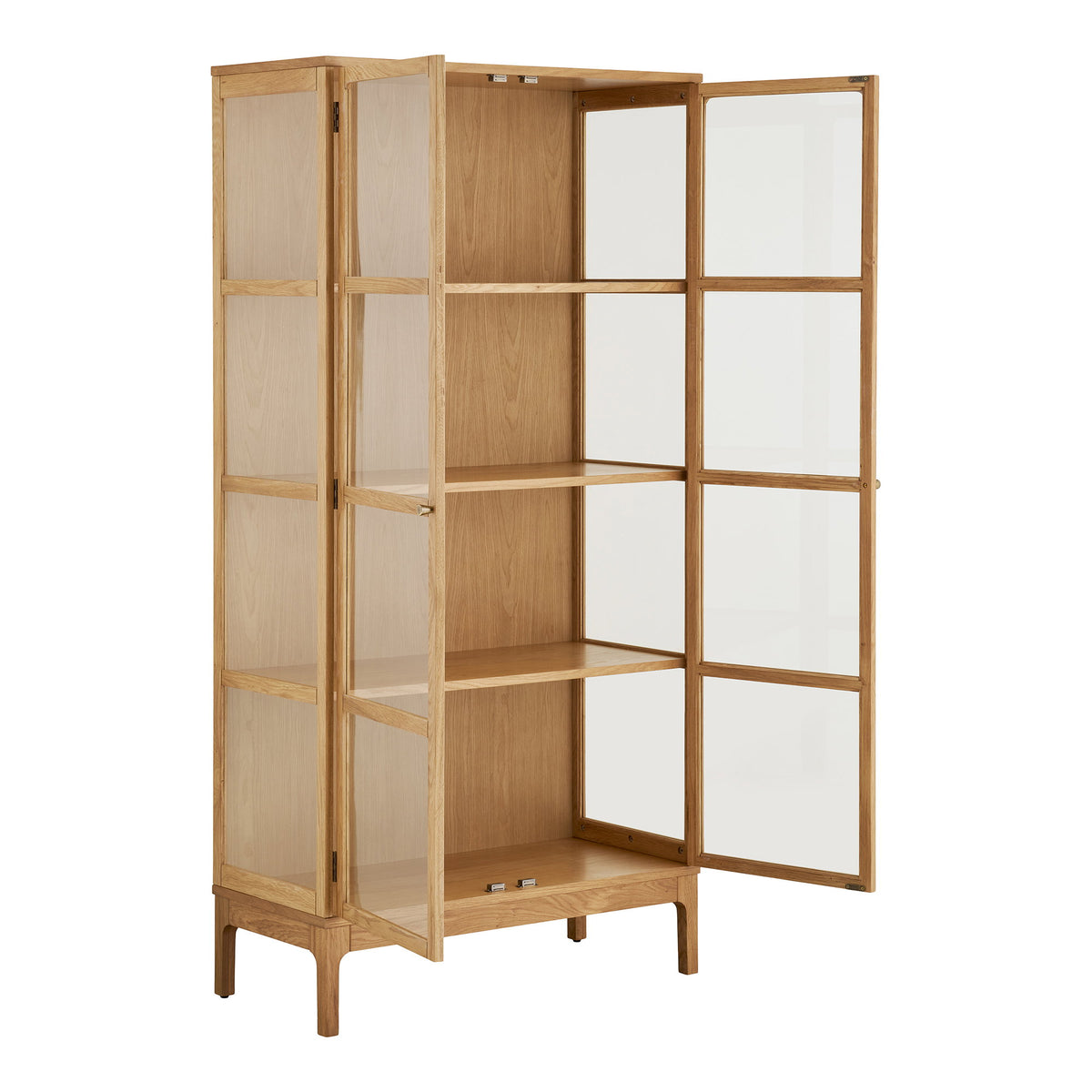 Fine Schrank mit 2 Glastüren – Eiche/Eichenfurnier Natur, 40 × 90 × 180 cm – Ansicht 4