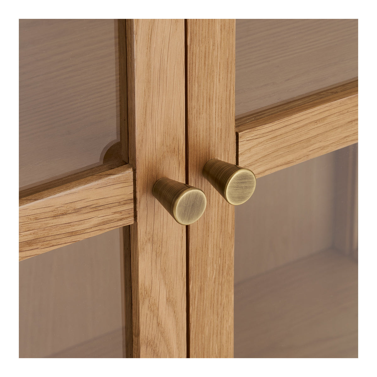 Fine Schrank mit 2 Glastüren – Eiche/Eichenfurnier Natur, 40 × 90 × 180 cm – Ansicht 5