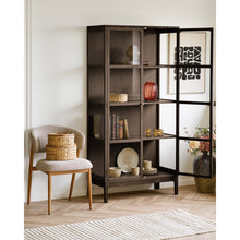Fine Schrank mit 2 Glastüren – Eiche/Eichenfurnier Dunkelbraun, 40 × 90 × 180 cm – Ansicht 7