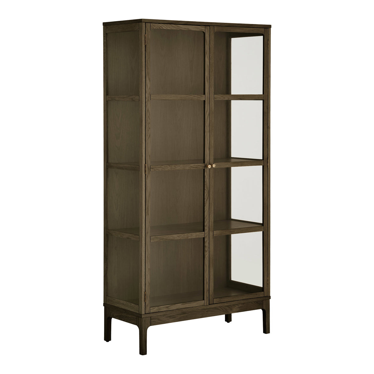 Fine Schrank mit 2 Glastüren – Eiche/Eichenfurnier Dunkelbraun, 40 × 90 × 180 cm – Ansicht 2