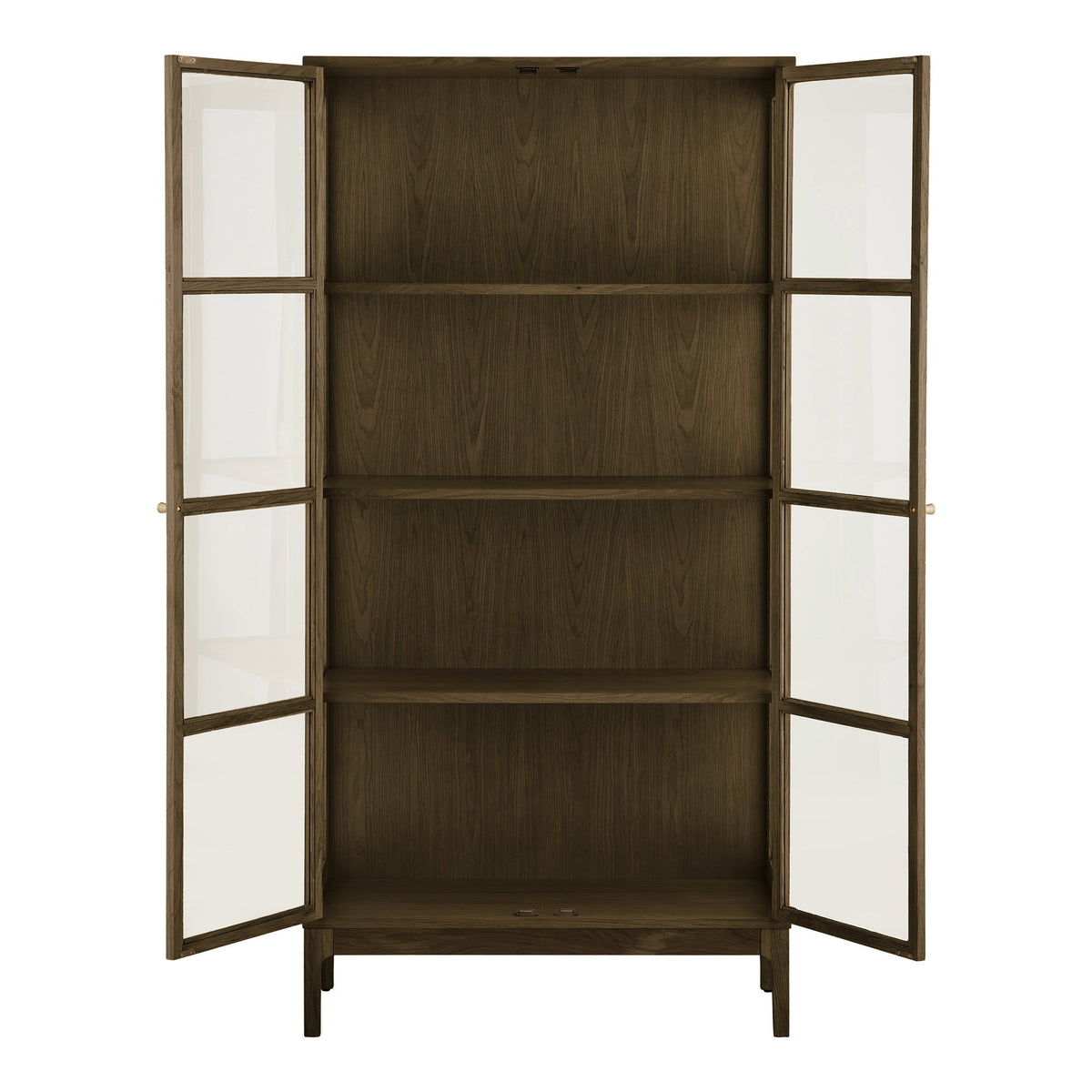 Fine Schrank mit 2 Glastüren – Eiche/Eichenfurnier Dunkelbraun, 40 × 90 × 180 cm – Ansicht 3