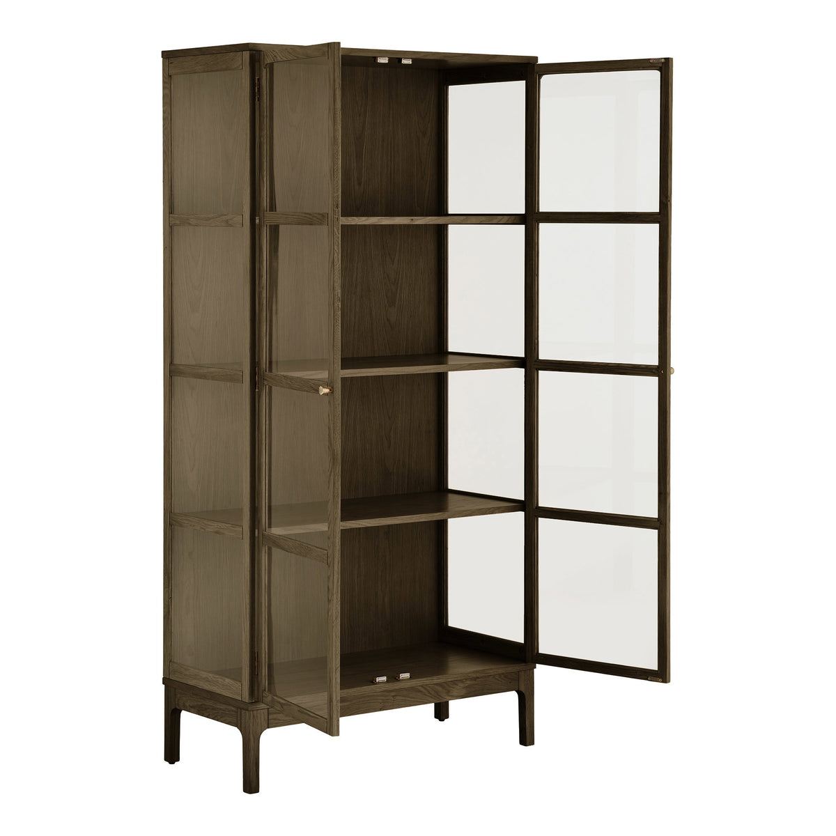 Fine Schrank mit 2 Glastüren – Eiche/Eichenfurnier Dunkelbraun, 40 × 90 × 180 cm – Ansicht 4
