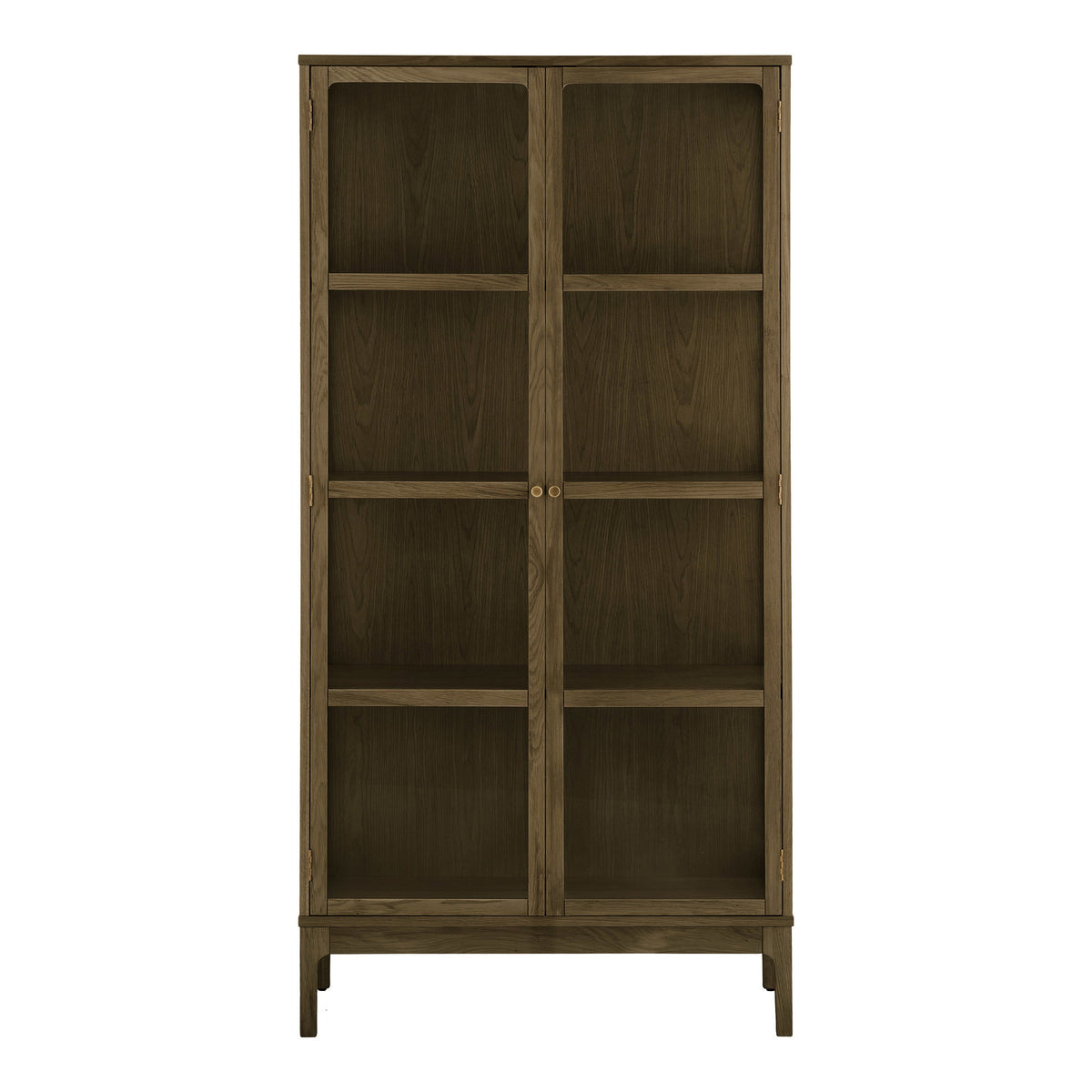 Fine Schrank mit 2 Glastüren – Eiche/Eichenfurnier Dunkelbraun, 40 × 90 × 180 cm von Luiva Living