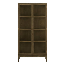 Fine Schrank mit 2 Glastüren – Eiche/Eichenfurnier Dunkelbraun, 40 × 90 × 180 cm von Luiva Living