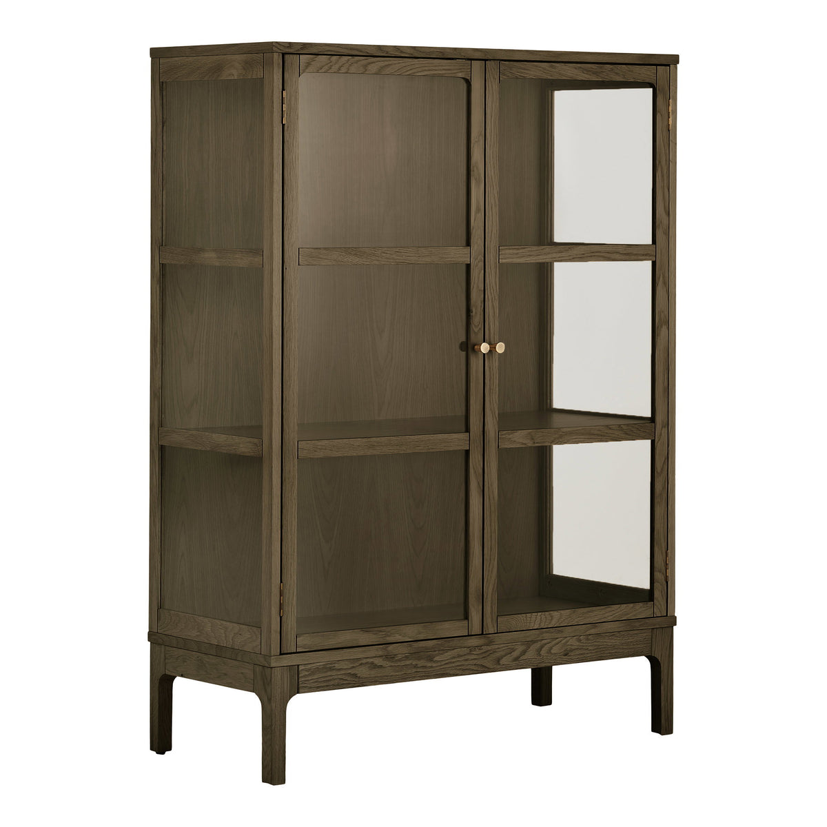 Fine Schrank mit 2 Glastüren – Eiche/Eichenfurnier Dunkelbraun, 40 × 90 × 126 cm – Ansicht 2