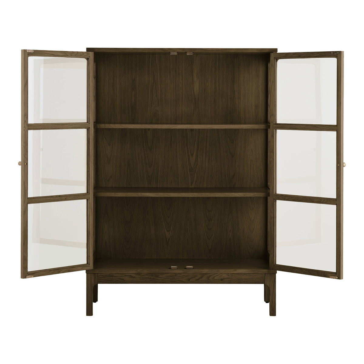 Fine Schrank mit 2 Glastüren – Eiche/Eichenfurnier Dunkelbraun, 40 × 90 × 126 cm – Ansicht 3
