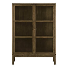 Fine Schrank mit 2 Glastüren – Eiche/Eichenfurnier Dunkelbraun, 40 × 90 × 126 cm von Luiva Living