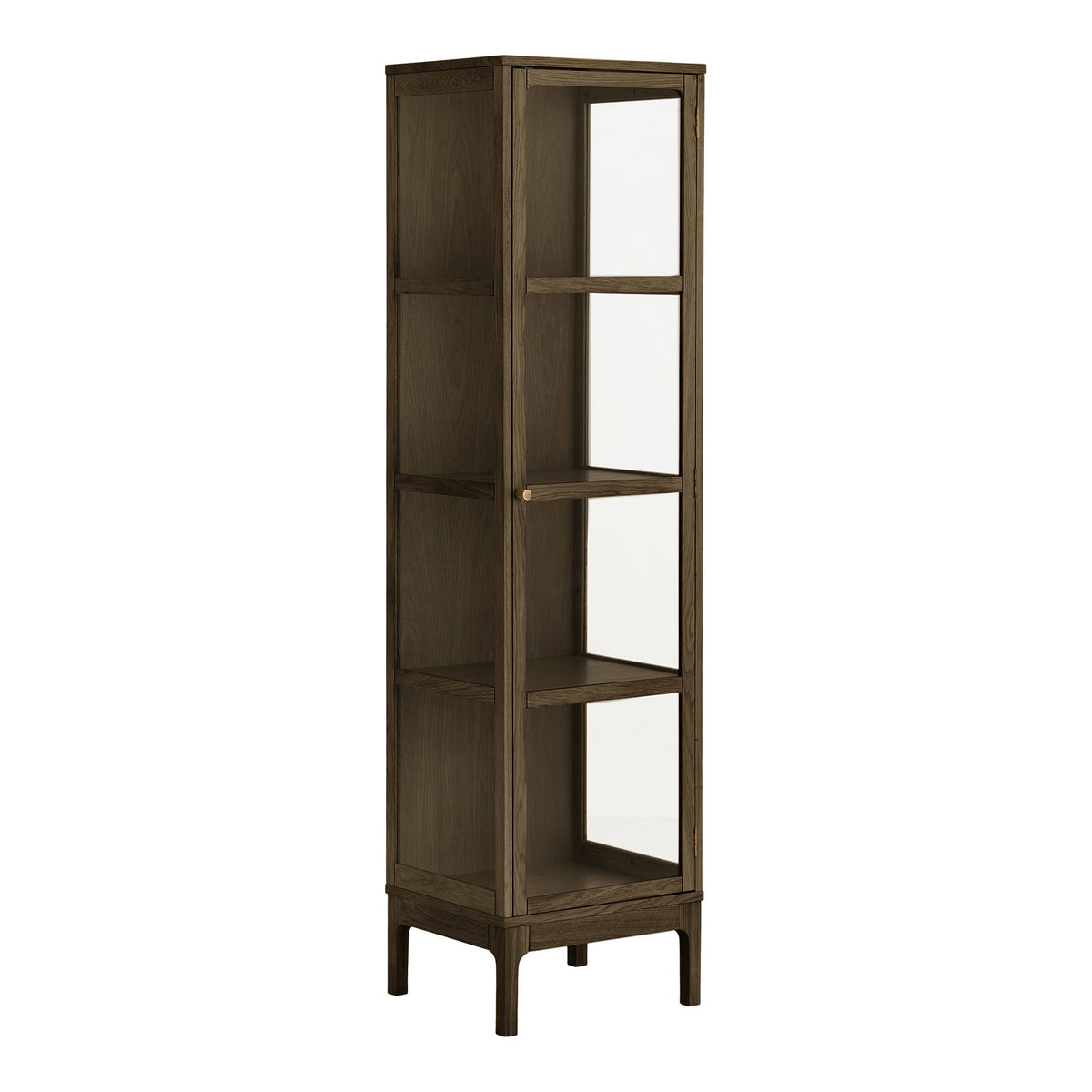 Fine Schrank mit Glastür – Eiche/Eichenfurnier Dunkelbraun, 47 × 40 × 180 cm – Ansicht 2
