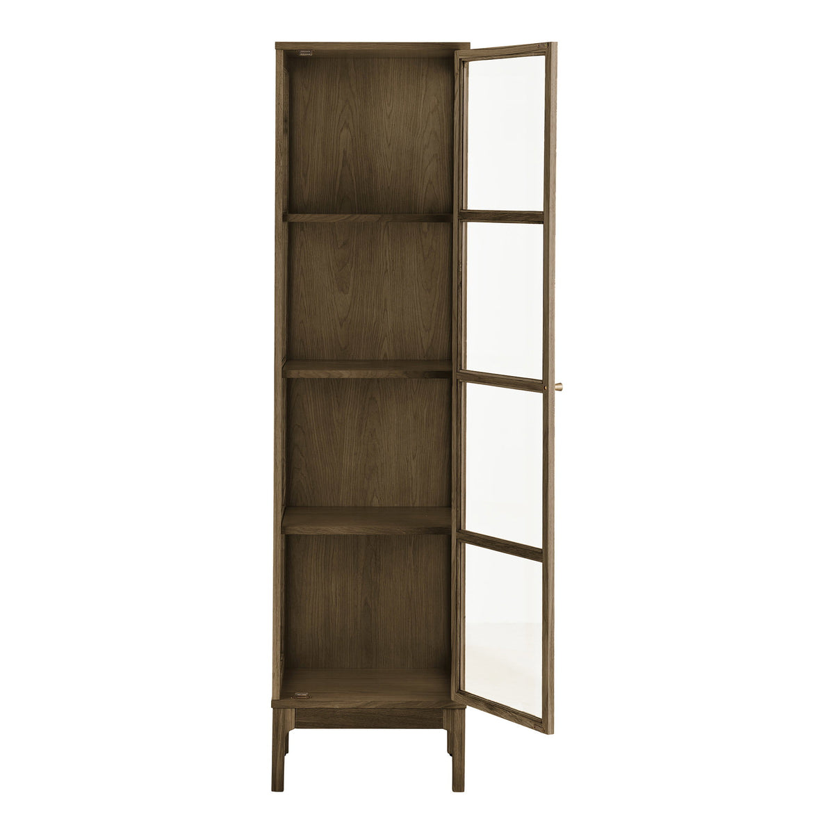 Fine Schrank mit Glastür – Eiche/Eichenfurnier Dunkelbraun, 47 × 40 × 180 cm – Ansicht 3