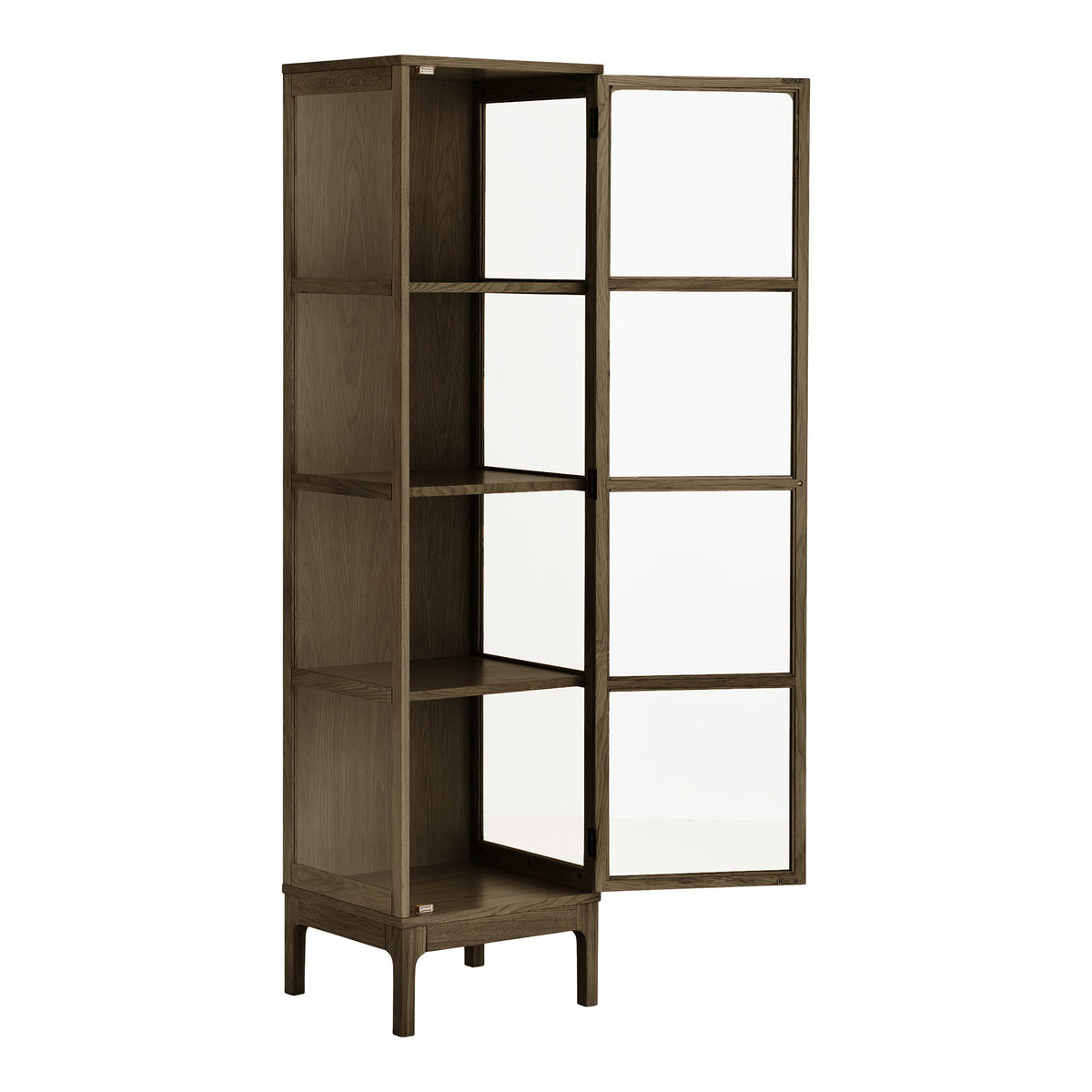 Fine Schrank mit Glastür – Eiche/Eichenfurnier Dunkelbraun, 47 × 40 × 180 cm – Ansicht 4